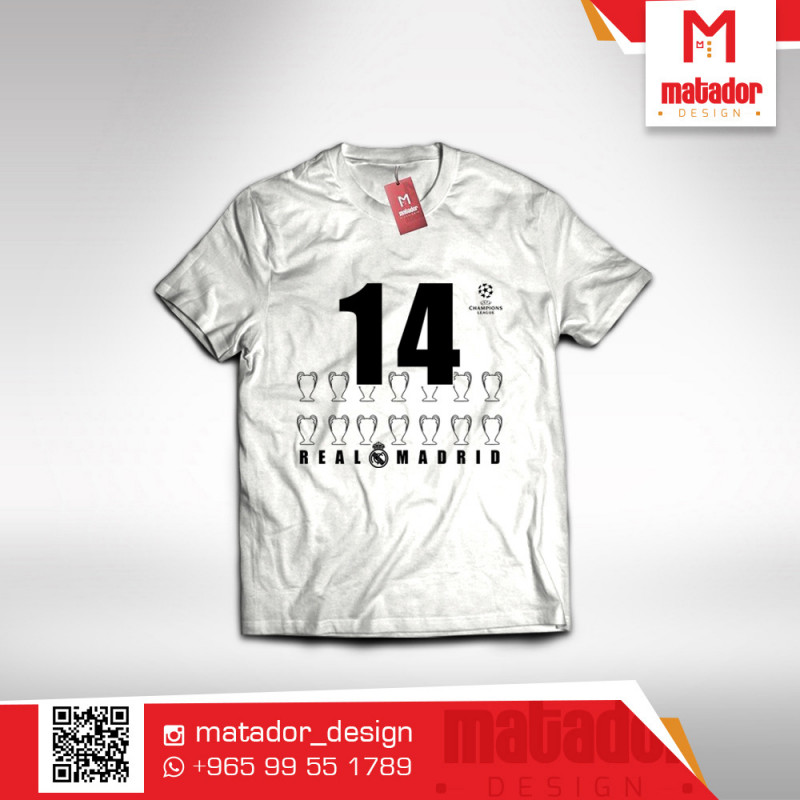 Real Madrid 14 Champion League Cups t shirt Matador Design